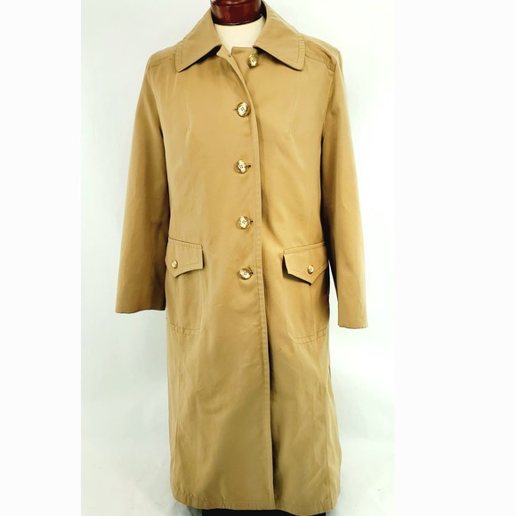 Misty Harbor Womens Tan Button Up Trench Coat Size 16 - Picture 1 of 11
